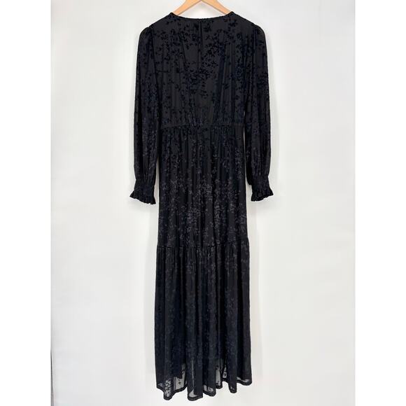 Lauren Conrad Black High Low Ruffle Hem Wrap Dress Dize L - Picture 6 of 10